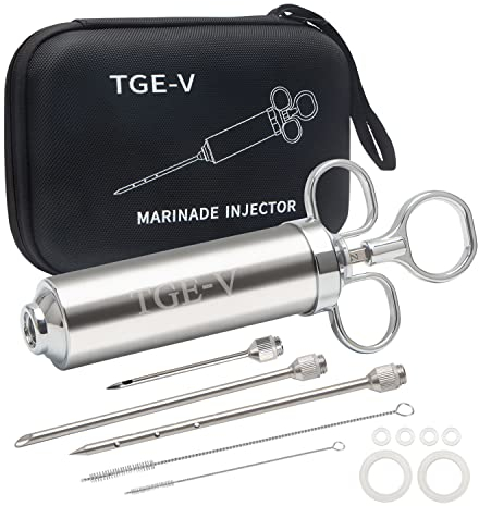 TGE-V Fleisch-Injektor, Marinaden für Fleisch, Truthahn, mit 3 Marinaden-Spritzennadeln, Fleischeinspritzdüsen zum Räuchern, Grillen, 57 ml