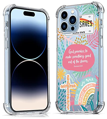 Vesidurt Jesus God for iPhone 14 Pro Max Clear Case,Christian Positivity Quotes Collage,Trendy Soft TPU Protective Case Compatible with iPhone 14 Pro Max