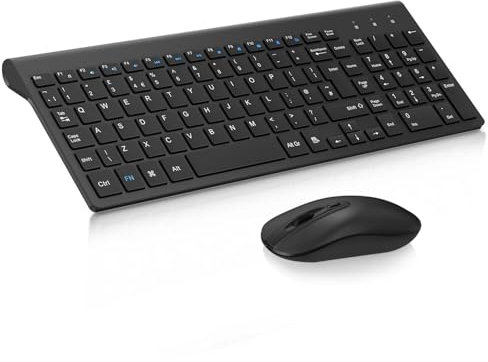 Wireless Keyboard Mouse Combo, cimetech 2.4G Ultra-Thin Keyboard and Mouse Set with Sleek Ergonomic Silent Design & Stable Connection for Windows PC Laptop Computer (QWERTY UK Layout, Black)