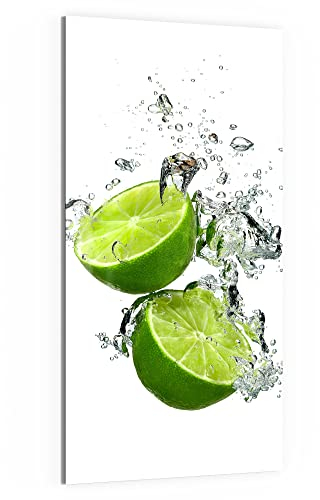 DEQORI Glas-Magnettafel | 50x100 cm groß | Motiv Limettenhälften im Wasser | Memo-Board aus Glas | Magnetboard inkl. Magnete, Stift & Tuch für Küche & Büro | Tafel magnetisch & beschreibbar