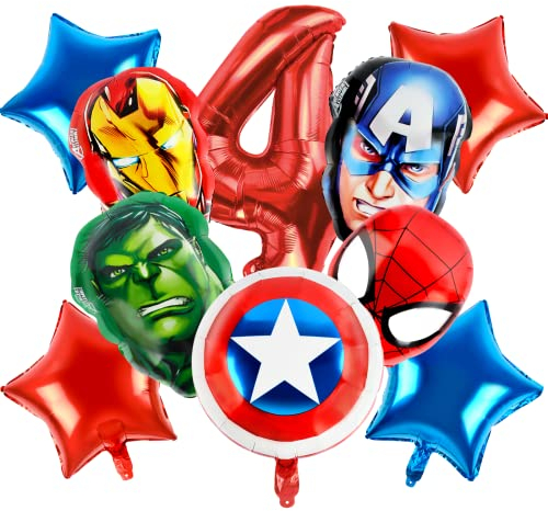 Avengers Folienballon,10 Stück Superhelden Party Ballons, Jungen Avengers Luftballons, Geburtstag Deko Spider Luftballons, für Kinder Luftballon Party Supplies Dekoration