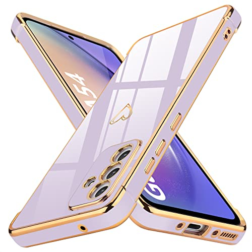 Lafunda Cover Compatibile con Samsung Galaxy A54 5G Custodia con protezione fotocamera Sottile Morbido TPU Silicone Antiurto Protettiva Case amore Paraurti Donne per Samsung A54 5G Viola