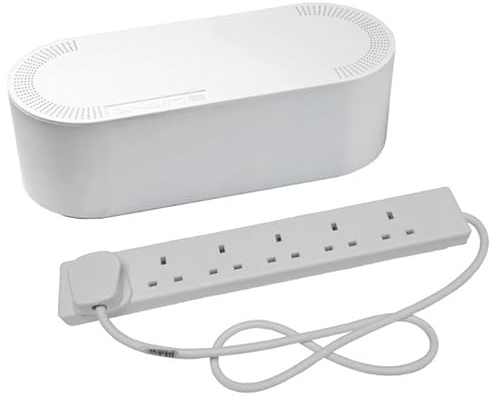 Cable Tidy Unit Large with 6 Way Socket Extension (White)