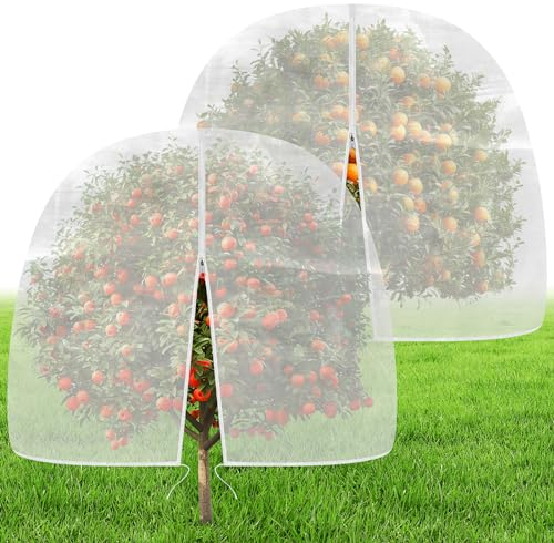 Evoio Bird Netting for Garden Plant Fruit Tree Protection Large Blueberry Bushes Netting Covers Bags with Zipper, 6 x 7 ft Shrubs Bush Tomato Strawberry Berry Barrier Mesh Cover Net Protector (2 Pcs)