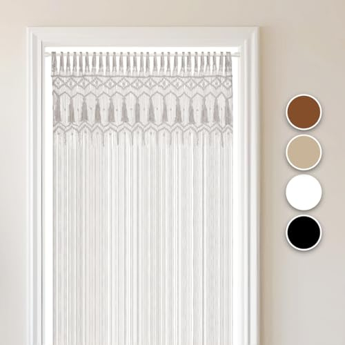 Cozyor Makramee Boho Vorhang Türvorhang Fenstervorhang 132x200cm als Raumteiler, Wandbehang & Deko weiß, für Traubogen, Hochzeit, Wohnzimmer, Schlafzimmer