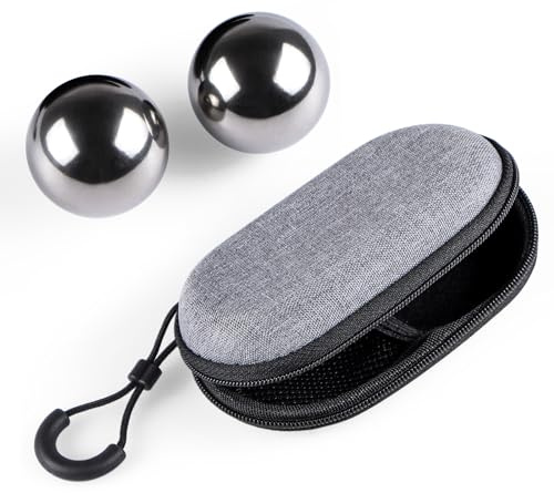 BIMUYI Massagebälle mit Etui, 304 Edelstahl Baoding-Kugeln, Durchmesser 40 mm, chinesische Handübungskugel, 2 Stück