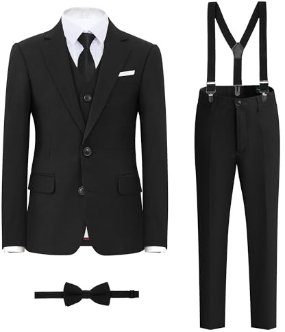 BOLADA Boys' Suit Black Slim fit Suits for Kids Formal Classic 6 Piece Big Boys Toddler Tuxedos Teen Youth Size 6