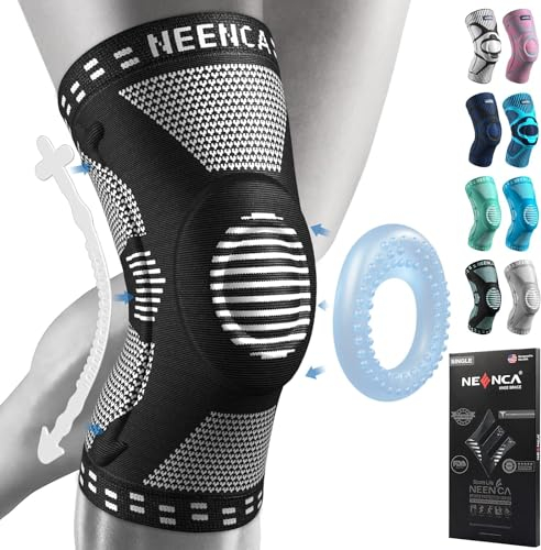 NEENCA Kniestütze, Komprimierte Kniebandage mit Patella Gel Pads & Feder Seitenstabilisatoren, Medizinischer Knieschützer für Laufen, Meniskusriss, Arthritis, Gelenkschmerzlinderung, ACL, Erholung
