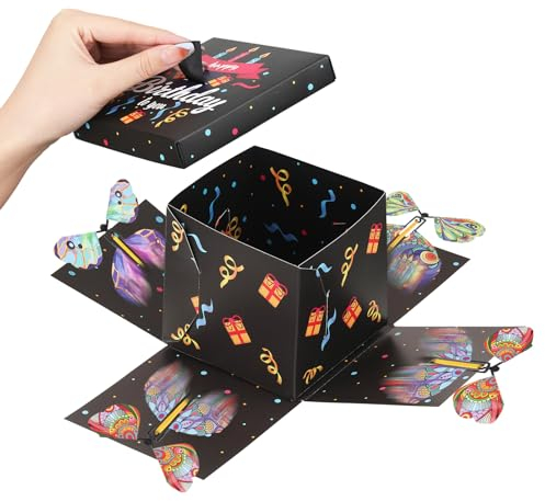 KWJEIULSOQ Schmetterlings Explosion Geschenkbox DIY Happy Birthday, Überraschungsbox Mystery Explosionsbox Geldgeschenke Verpackung, Überraschung Explosion Gift Box Pop Up Geschenkbox mit Deckel