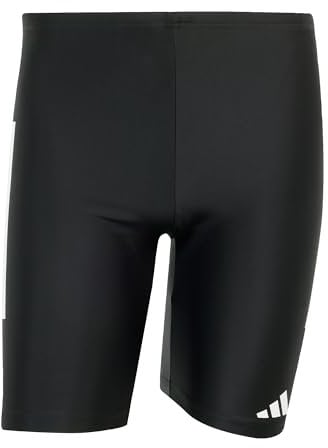 adidas Homme 3 Stripes Swim Jammers 8 inch, Black/White, M-L