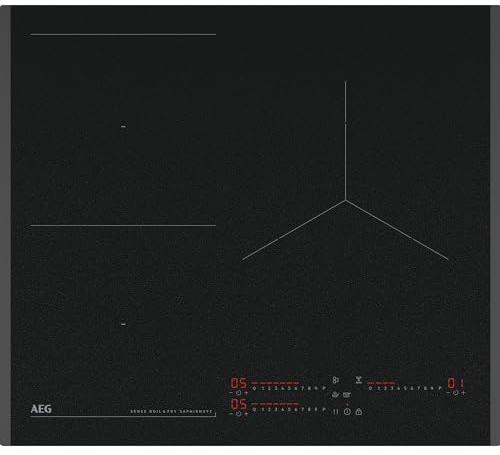 AEG TI63IQ30FZ Placa de Inducción, 60 cm, 3 Zonas de Cocción, Sensor Boil & Fry, 3 Niveles de Intensidad, Función PowerBoost, Cocción Puente, Sistema Hob2Hood, 7350W, Temporizador, Negro
