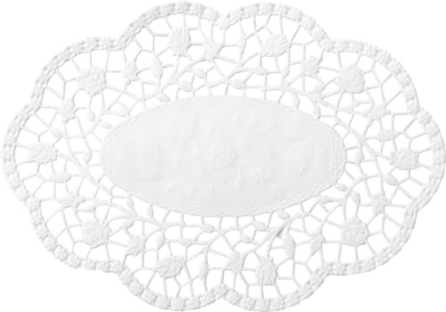 Demmler Tortenspitzen - Rund - Tortendekoration - Tortenunterlage - Oval: 18 x 13 cm - Farbe: Weiß - 250 Stück - Made in Germany