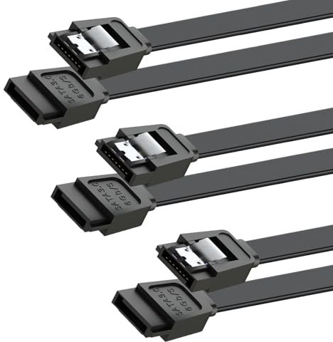 Mbiydeg SATA Cable III for SSD HDD Data,3 Pack 6Gbps Right Angle & Straight 19 Inch Sata Data Cable Sata 3 Cable Compatible for SATA Hard Drive CD Driver, CD Writer,Black