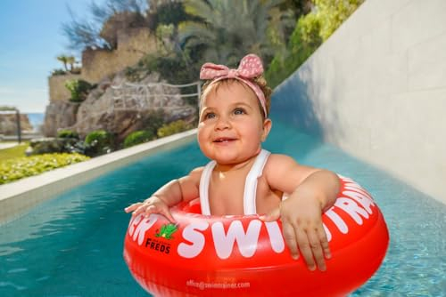 FREDS SWIM ACADEMY SWIMTRAINER Classic Rot - Schwimmtrainer für Kinder von 3 Monaten bis 4 Jahren, aufblasbare Schwimmhilfe zur Gewöhnung an das Wasser, für Anfänger