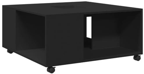vidaXL Couchtisch, Beistelltisch mit Rollen Stauraum, Kaffeetisch Sofatisch für Wohnzimmer, Teetisch Wohnzimmertisch, Schwarz Holzwerkstoff