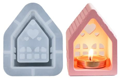 Moule en silicone pour bougeoir de maison – Moule en silicone pour maison, moules de moulage de maisons, moules de moulage de plâtre de maison, moules de bougeoir en silicone pour ornements