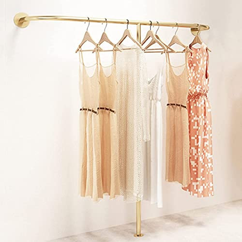 FAZENHUA Portemanteau Mural, cintres Personnalisables, Tube Rond en métal, Porte-vêtements pour Magasin de vêtements, présentoir de vêtements de Boutique créatif, 120-500 cm, doré