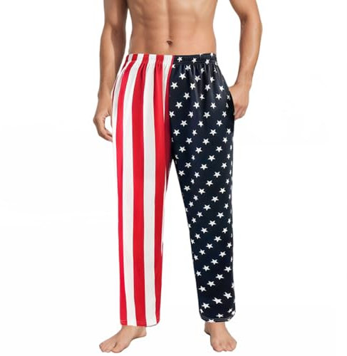 Houselog Sporthose mit amerikanischer Flagge, 4. Juli, Unabhängigkeitstag, USA, Sporthose, patriotische Flagge, Jogginghose, Blau, X-Groß