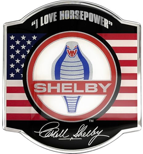 Fan Emblems Shelby Cobra Medallion Logo Auto-Aufkleber – klassisches rotes, weißes und blaues Symbol mit US-Flagge – Größe: 10,2 x 11,2 x 0,3 cm – Offiziell lizenziertes Mustang-Auto