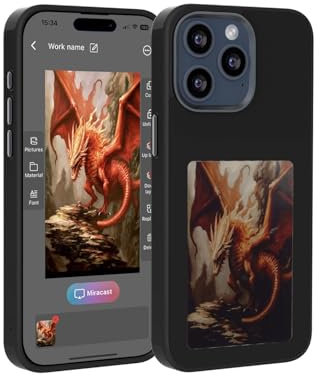 YATUO DIY E-Ink Intelligent HD Large Screen for iPhone Case for APP Operation Smart Photo for iPhone Case Instantly Display Photos On Personalize Phone case (Black, for iPhone 14 Pro Max)