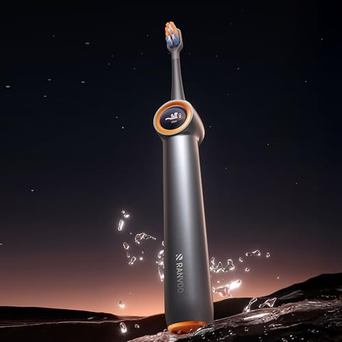 RANVOO [2-in-1 Vibration mit Munddusche] 2025 Starke Reinigung AirJet elektrische Zahnbürste/Electric Toothbrush, entfernt 100% Plaque, 3 Tagen weißere, Zahnfleischpflege, 60 Tage Akku, Geschenk, Grau