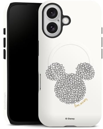Magnetische Hülle kompatibel mit Apple iPhone 16 Handyhülle für MagSafe Outdoor Case in matt Mickey Mouse Disney Herz