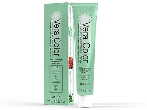 Vera Color Colorazione Senza Ammoniaca Biondo Chiaro 8, 100ml | Long Lasting in Crema Senza ammoniaca con Cheratina Vegetale, Aloe Vera e Bacche di Goji, Copertura Totale Capelli Bianchi