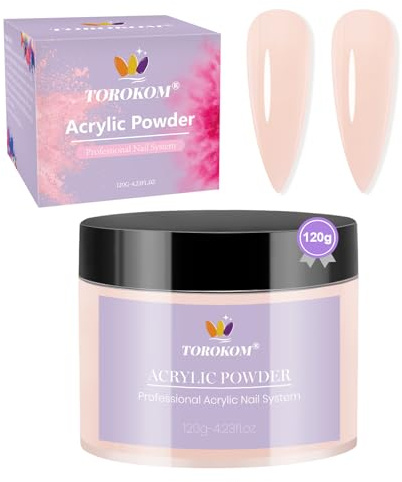 TOROKOM Acrylic Powder, Large 120g/4.23oz Capacity Professional Acrylic Nail Powder for Nail Extension, Nail Carving, Long-Lasting, No Nail Lamp Needed (Nude, One Size)