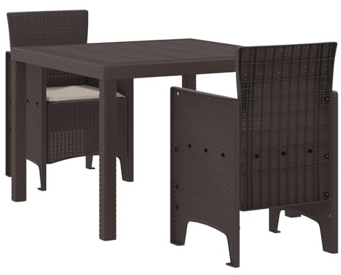 vidaXL Garten Essgruppe 3 STK. Braun Polypropylen