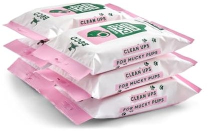 Beco Dog Wipes - 6 Travel Packs of 20, Coconut Scented, For Paws, Body & Bum, Plant-Based Grooming Wipes
