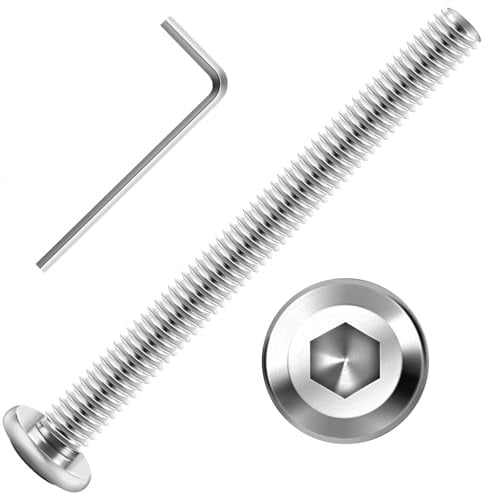 Zuyya 20 Stück Flachkopfschrauben M8 x 60 mm, M8 Schrauben | Edelstahlschrauben, Innensechskant Antrieb, Edelstahl A2 V2A, Vollgewinde mit Innensechskantschlüssel