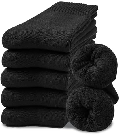 Hocerlu Thick Women's Thermal Socks - 5 Pairs Ladies Warm Winter Socks | Cushioned Inner, Soft Cosy, Crew Boot Socks for Walking, Hiking, Working and Gift