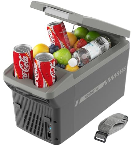 Upstreman 11 Litros Nevera Portátil Eléctrica con Correa, 12V/220V, Enfría y Calienta, Nevera Portatil Para Coche, Camión, Barco, Autocaravana y Toma de Corriente, AR11