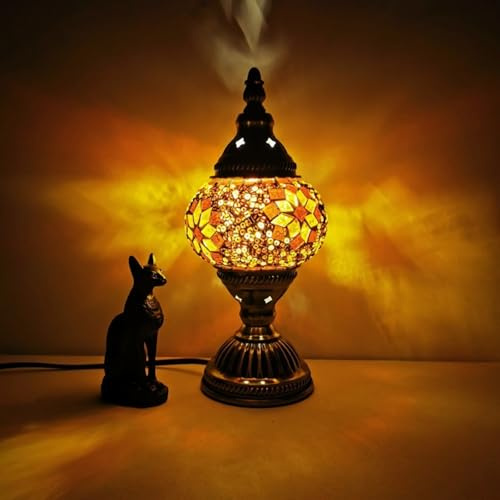 Turkish Exotic Mosaic Table Lamp with Handmade Moroccan-style Retro Lamp Shade Decorative Lights for Bedroom Christmas Halloween Office Art Decor