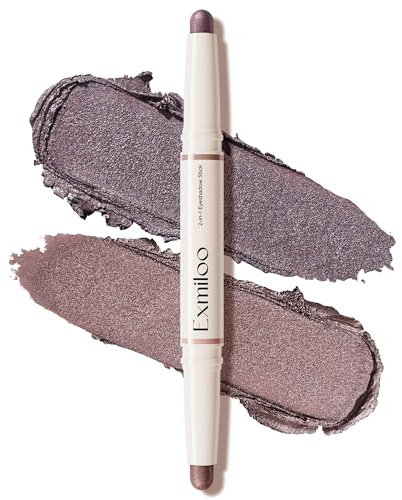 Exmiloo Creme Lidschatten Stift, Mauve & Taupe-Schimmer, Wasserfest | Cremiges Duo: Mauve & Taupe-Schimmer, leicht zu verblenden, auch für reifere Lider geeignet, wasserfest nach dem Setzen