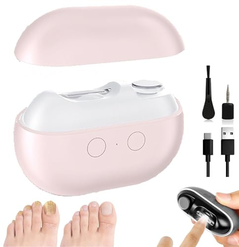 3-in-1 Multi-Functional Smart Nail Clipper for Seniors & Thick Nails - Electric Nail Trimmer with LED Light & Catcher - Painless Toenail/Fingernail Clipper, Low Vision (Pink)