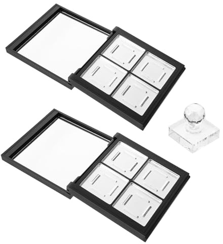 MAGICLULU 2 Kleiner Lidschattenpaletten mit 4 Fächern Magnetischem Verschluss Tragbarer Make Up Organizer mit Spiegel Nachfüllbare Reise Lidschattenpalette für Rouge und Highlighter