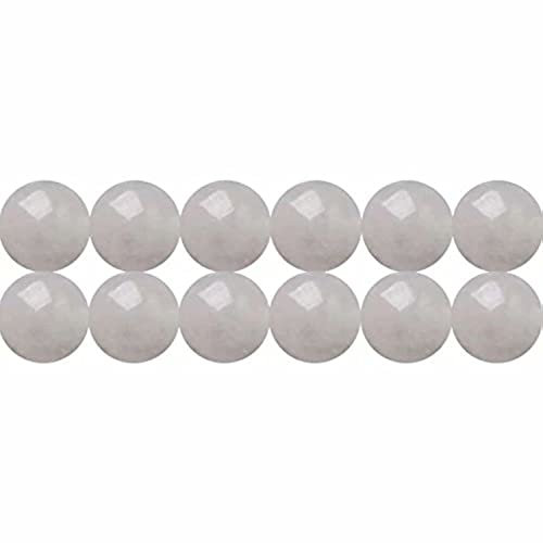 SKYBEADS Natur Weiß Jade Halbedelsteine Perlen zum Auffädeln Runde 6mm Naturstein 38cm Strang Approx 60 Stück