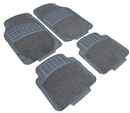 XtremeAuto® Universal Grey Rubber/Carpet Heavy Duty Car Floor Mats
