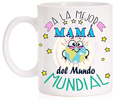 Taza Madre. A la mejor mamá del mundo mundial. Taza de regalo para mamas divertida con caja chula.