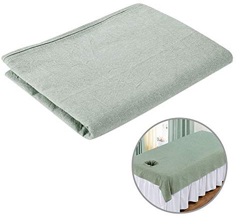 Sonew Massageliege Bezug mit Loch, Salon Bettlaken, Beauty Massage Bettwäsche SPA Couch Cover weiche Baumwolle Bettdecke mit Gesichtsatmungsloch(Green)