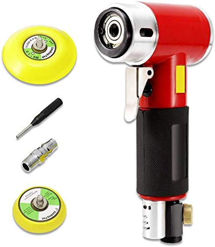 Dyna-Living Exzenterschleifer Mini Druckluft Schleifmaschine Poliermaschine Rotationspolierer Orbitalschleifer Winkelschleifer Polierer mit 2” 3”Schleifteller (Rot, 12000 RPM)