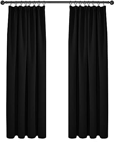 Deconovo Tende Oscuranti per Interni con Fettuccia, Termiche Isolanti – 3 Modi di Montaggio, per Camera da Letto e Soggiorno, 2 Pannelli 132x242 cm, Nero, Certificato OEKO-TEX