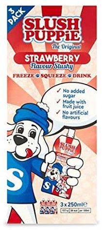 Slush Puppie Ice Pouches - Delicious Strawberry Flavour, Ice Cold Slush Juice - 3 x 250ml Frozen Beverage