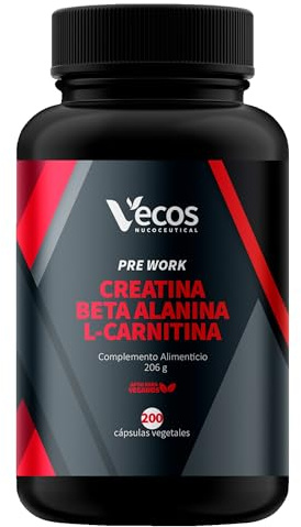 Pre Entreno con Creatina, Beta Alanina y L-Carnitina | Cápsulas Vegetales | Contribuye a Aumentar la Masa Muscular y la Fuerza | Aporta Energía Extra