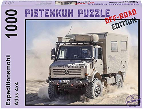 PISTENKUH Puzzle - Offroad Edition - Expeditionsmobil Atlas 4x4-1000 Teile - Das Puzzlebild zeigt EIN Expeditionsfahrzeug auf der Basis eines Unimog