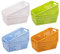 Jucoan 12 Pack Small Plastic Storage Baskets, 21.6 x 14 x 7.6 cm Colorful Plastic Classroom Organizer Bin Tray, Stackable with Grip Handles for Bathroom, Drawers, Shelves, Closet, Office