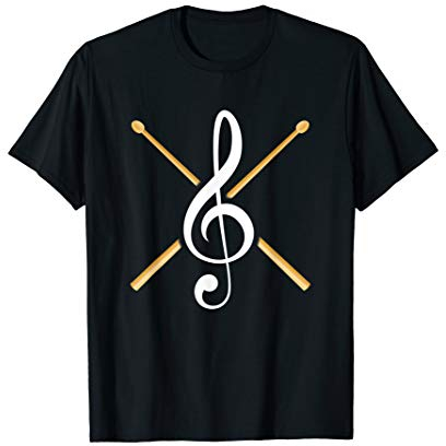 Drumsticks Geschenk Schlagzeug Notenschlüssel T-Shirt