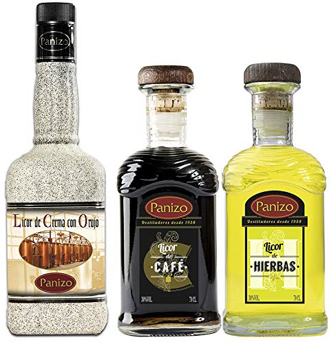 Pack Licores Sobremesa Panizo: 1 botella de Crema de Orujo, 1 botella de Licor de Café y 1 botella de Licor de Hierbas