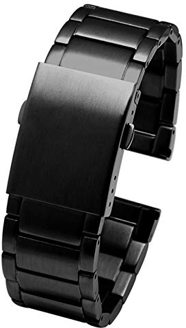 ZZDH Uhrenarmband 22mm 24mm 26mm 28mm 30mm Edelstahl uhrband männer metall feste armband band armband für Männer Frauen (Band Color : A Black, Band Width : 28mm)
